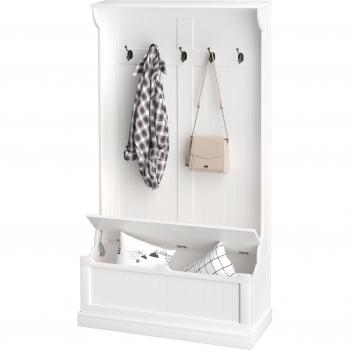 Meuble « Sérénité » : banc + porte‑manteau 5 crochets – couleur crème
