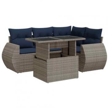 Ensemble canapés d'extérieur Vidaxl 5 pcs – Gris Résine Tressée Acacia