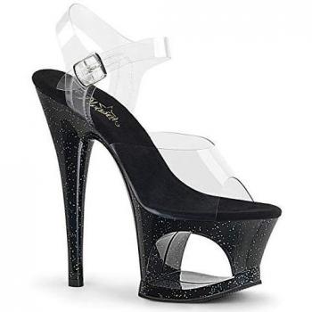 Pleaser MOON-708MG Transparent/Schwarz UK 7 (EU 40)