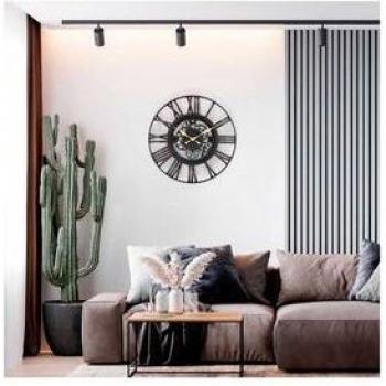 Reloj de Pared 38 cm con Troquelado Negro y Dorado – Thinia Home