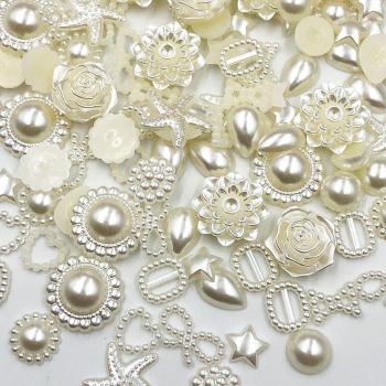50/100pcs Beige ABS Resin Flatback Rhinestones for DIY