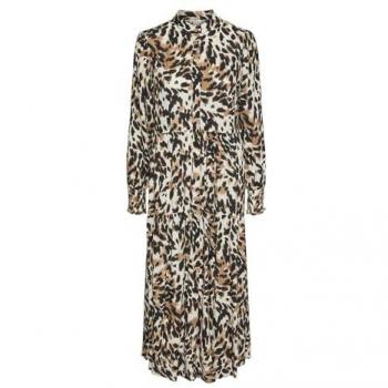 Vestito Lungo YAS Alira a Maniche Lunghe in Stampa Leopardo, Taglia L