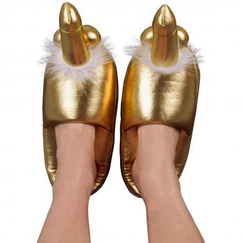 Chaussons en forme de pénis dorés