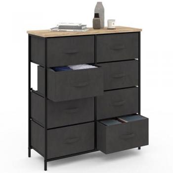 Contenitore alto 80 cm 8 cassetti grigio antracite con piano in legno