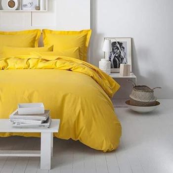 Drap plat coton 57 fils 240 x 300 cm Jaune