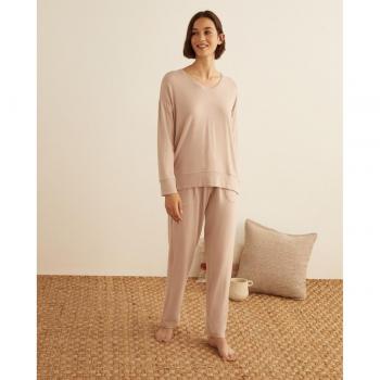 Pantalón recto de punto cortado Énfasis