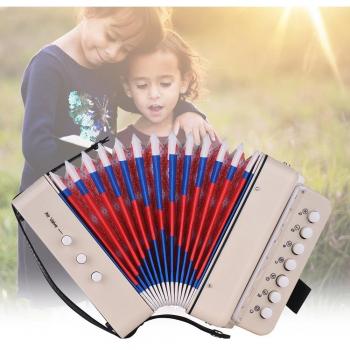 Mini accordéon d'apprentissage pour enfants, 10 boutons, 14 notes, chiffon de nettoyage