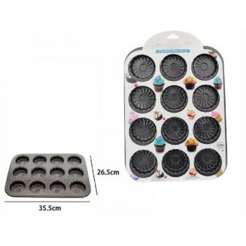 Stampo per Muffin e Cupcake 12 Posti Antiaderente 35,5 x 26,5 cm