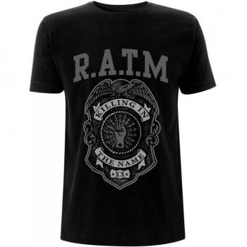 Camiseta Negra XL Rage Against the Machine para Adultos, Algodón con Insignia de Policía