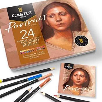 Juego de 24 Lápices Profesionales Castle Arts en Metal con Capas Perfectas y Mezcla Superior