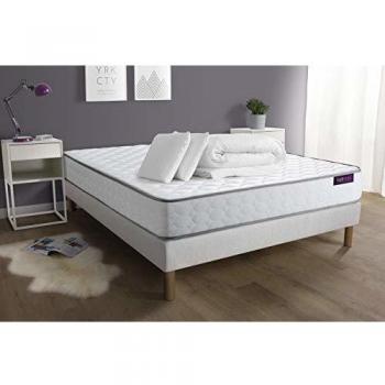 Matelas Très Ferme 140x200 + Sommier + 2 Oreillers Mémoire