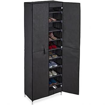 Armoire Chaussures Relaxdays – Couleur Grise – Capacité 30 Paires – Tissu Durable