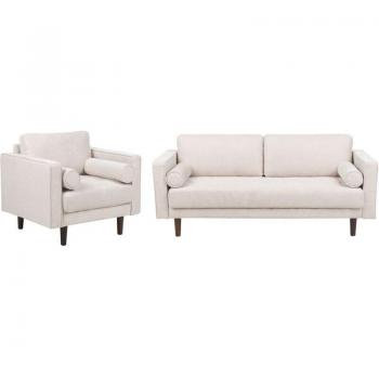 Nurmo Set Soggiorno Beige 3 Posti e Poltrona