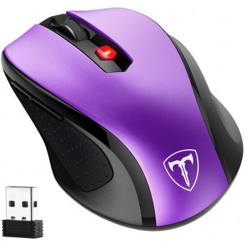 VicTsing Violett: 6‑Taste Wireless Maus, 2400 DPI, Mini‑Größe, USB Nano Empfänger