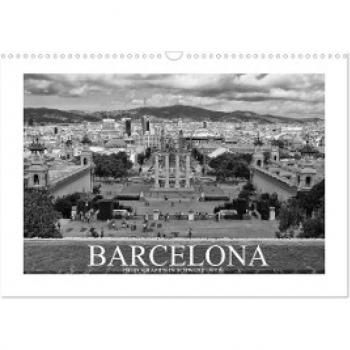 Barcelona Photografien in Schwarz / Weiß (Wandkalender 2024 DIN A3 quer) CALVENDO Monatskalender