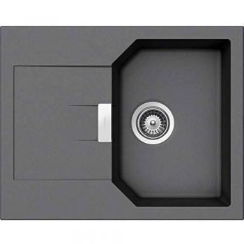 SCHOCK Hellgraue Granitspüle mit verkürzter Abtropffläche ab 40 cm Unterschrank-Breite