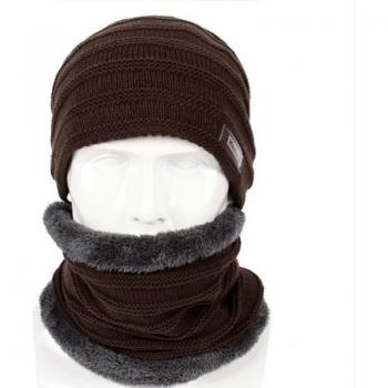 Warm Fleece Hat and Scarf Set for Men with Neck Cover