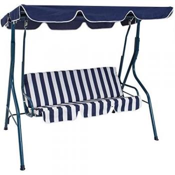 Mecedora de jardín azul 3 plazas de acero 170x113x156 cm