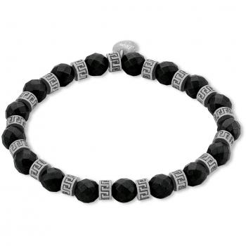 S.Oliver Herren‑Uhrarmband – Elastisches 20 cm‑Band aus Edelstahl, schwarz mit Hämatit