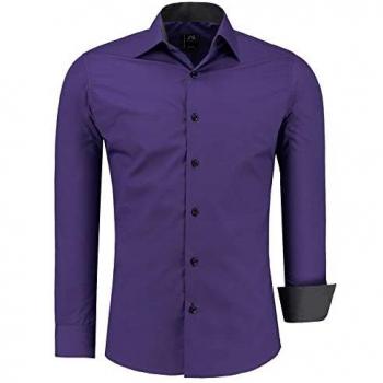 J'S FASHION Lila Herren‑Slim‑Fit‑Langarm‑Hemds – Größe 6XL