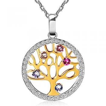 Collier en argent 925 pour femme avec pendentif arbre de vie orné de cristaux Swarovski, boîte cadeau incluse