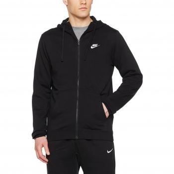 Nike NSW FT Club FZ Hooded Sweatshirt – Black and White, Large