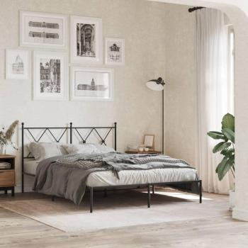 Cadre de lit métal noir 135x190 cm sans matelas