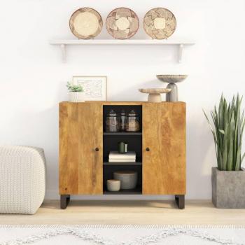 Buffet 90x33x75 cm en bois massif de manguier avec 2 portes