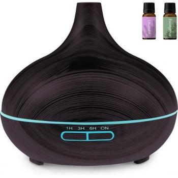 Aromadiffusor Auronic mit 300 ml Kapazität, 7-farbiges LED-Licht, 2 Ölauswahl, in Dunkelbraun