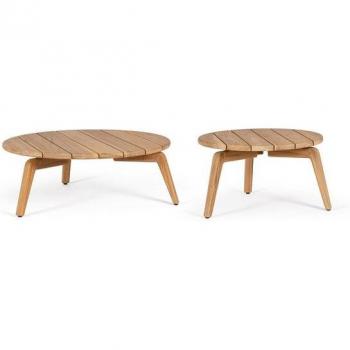 Teakholz Couchtisch Set Eularia Ø 60/80 cm