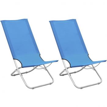 Sedie da Spiaggia 2 pz Pieghevoli Blu