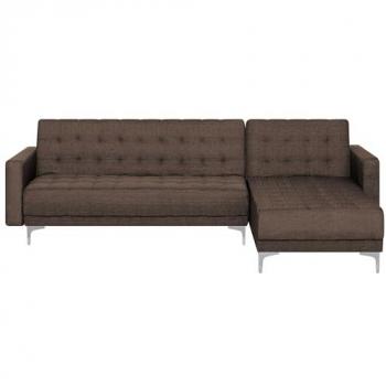 Beliani Aberdeen Eckschlafsofa Dunkelbraun Links 267 cm Polyester