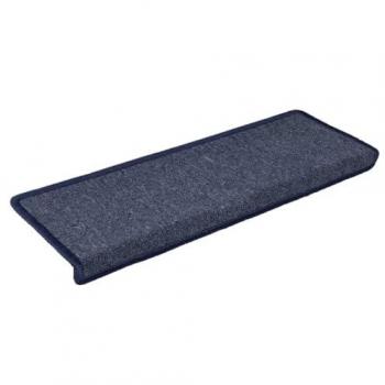 VidaXL Rohož na schody 30 kusů 65×21×4 cm tmavě šedá + modrá, ohraničená obdélníkem