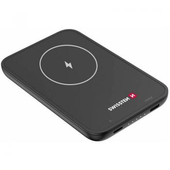 Swissten Powerbank 5.000 mAh con Caricamento Magnetico Magsafe e Qi – Nero