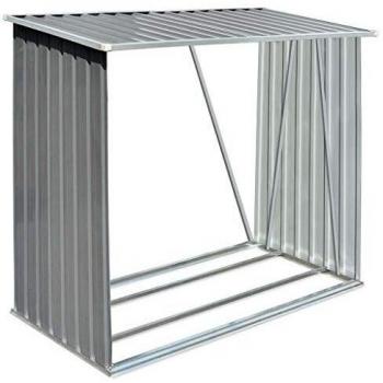 Abri de Stockage de Bois en Acier Galvanisé Gris