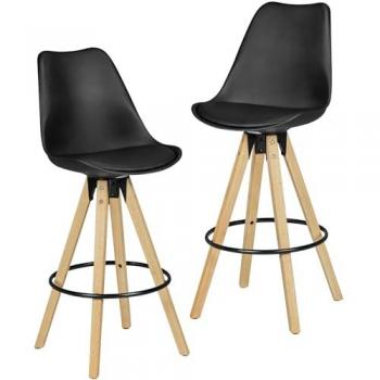 Tabourets de bar design en bois et tissu avec dossier