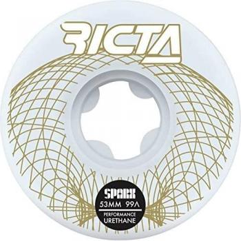 Ricta 53mm Sparx 99A Skate Wheels – Gold & White (Quad Pack)