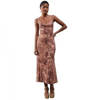 Rust Floral Burnout Cami Slip Dress for Women