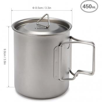 Taza de Titanio para Camping y Picnic 220ml/450ml