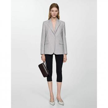 Mango Women's XXL Light Grey Houndstooth Jacket