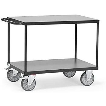 Chariot de table Fetra, Grey Edition, 2 étagères, L 850 x B 500 mm, capacité jusqu'à 500 kg, anthracite/moyen gris