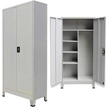 VidaXL Grey Steel Storage Unit with 2 Doors