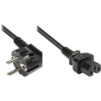 Schuko-Netzkabel gewinkelt an C15 Warmgerätebuchse, 1,8m, schwarz, Good Connections®