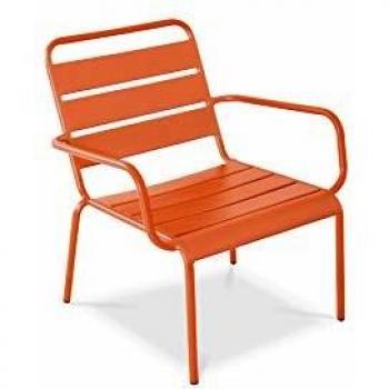 Fauteuil de Jardin Bas en Acier Orange Palavas