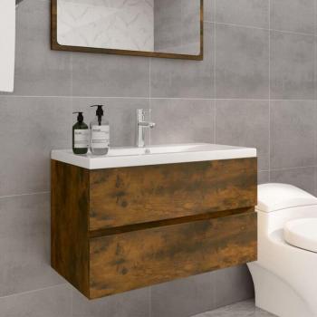 Mueble con Lavabo de Madera Contrachapada Roble Ahumado