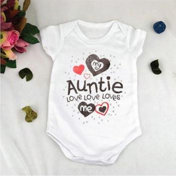 My Auntie Love Me Baby Boy & Girls Romper Jumpsuit – Cotton, Short Sleeve, Letter Print