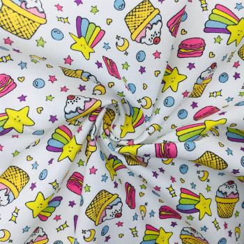 Ice Cream Print Cotton Fabric for Quilting 50x140cm