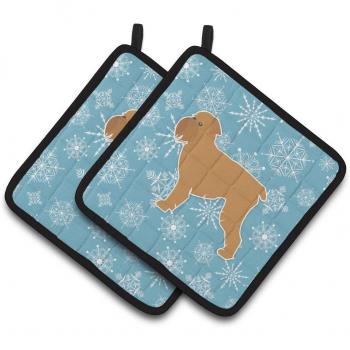 Caroline's Treasures Winter Snowflake Brussels Griffon Pot Holders