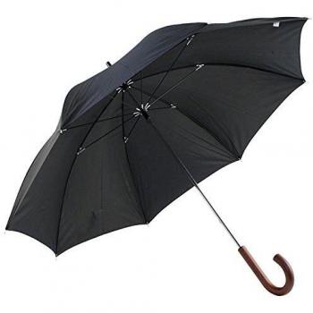 DUA Men’s Long‑Range Walking Umbrella, Black, Wood Grip