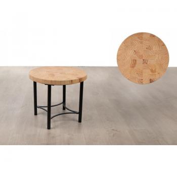 Mesa Redonda de Madera Pinto con Patas de Metal
